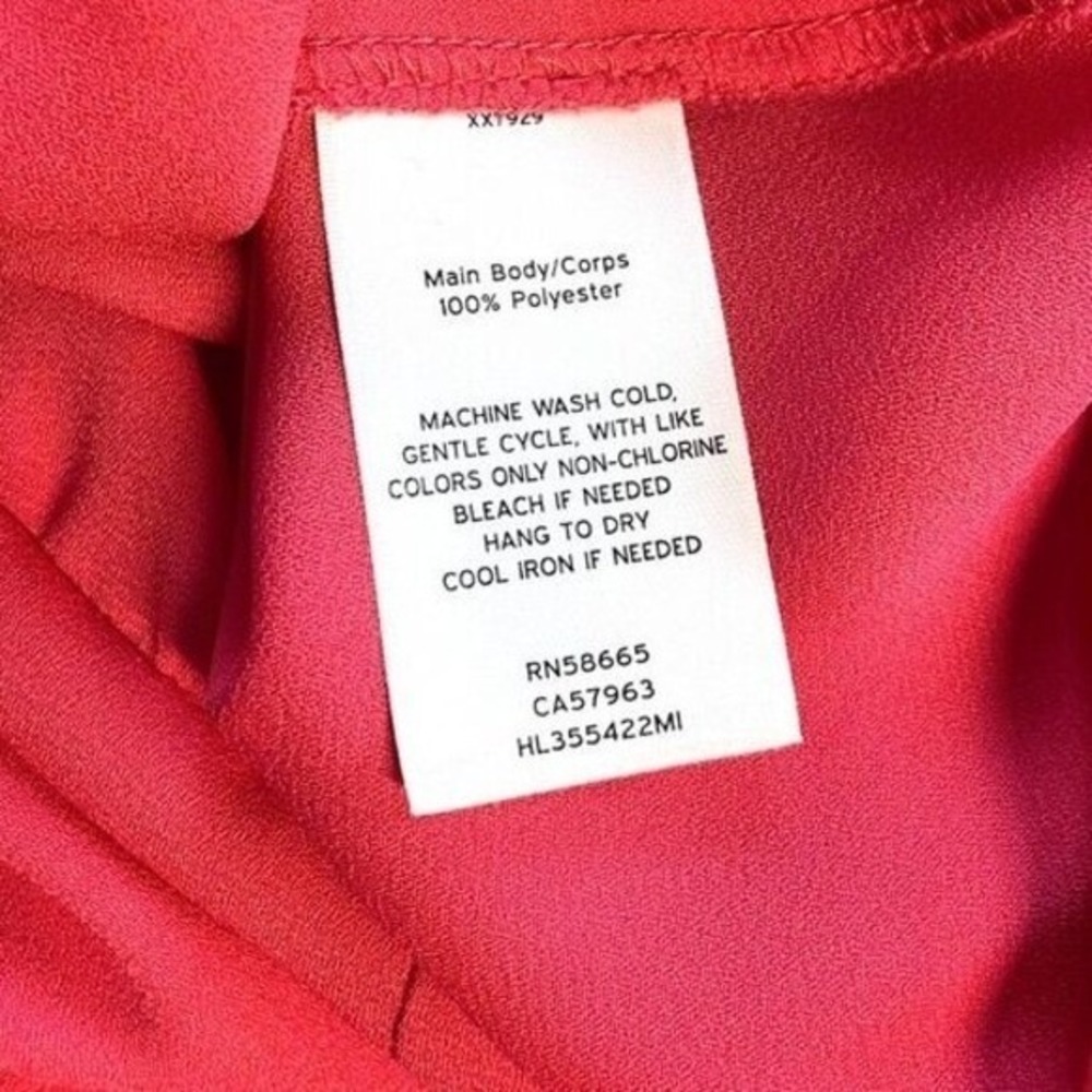 TROUVE Womens (L) Blouse Anthro Pink Deep V-neck V-Back Minimalist Bright Flowy - Picture 5 of 6